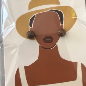 Earring Studs Bronze Tone Round on Beautiful Woman Diversity Card